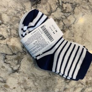Navy and White Striped Kids' Socks